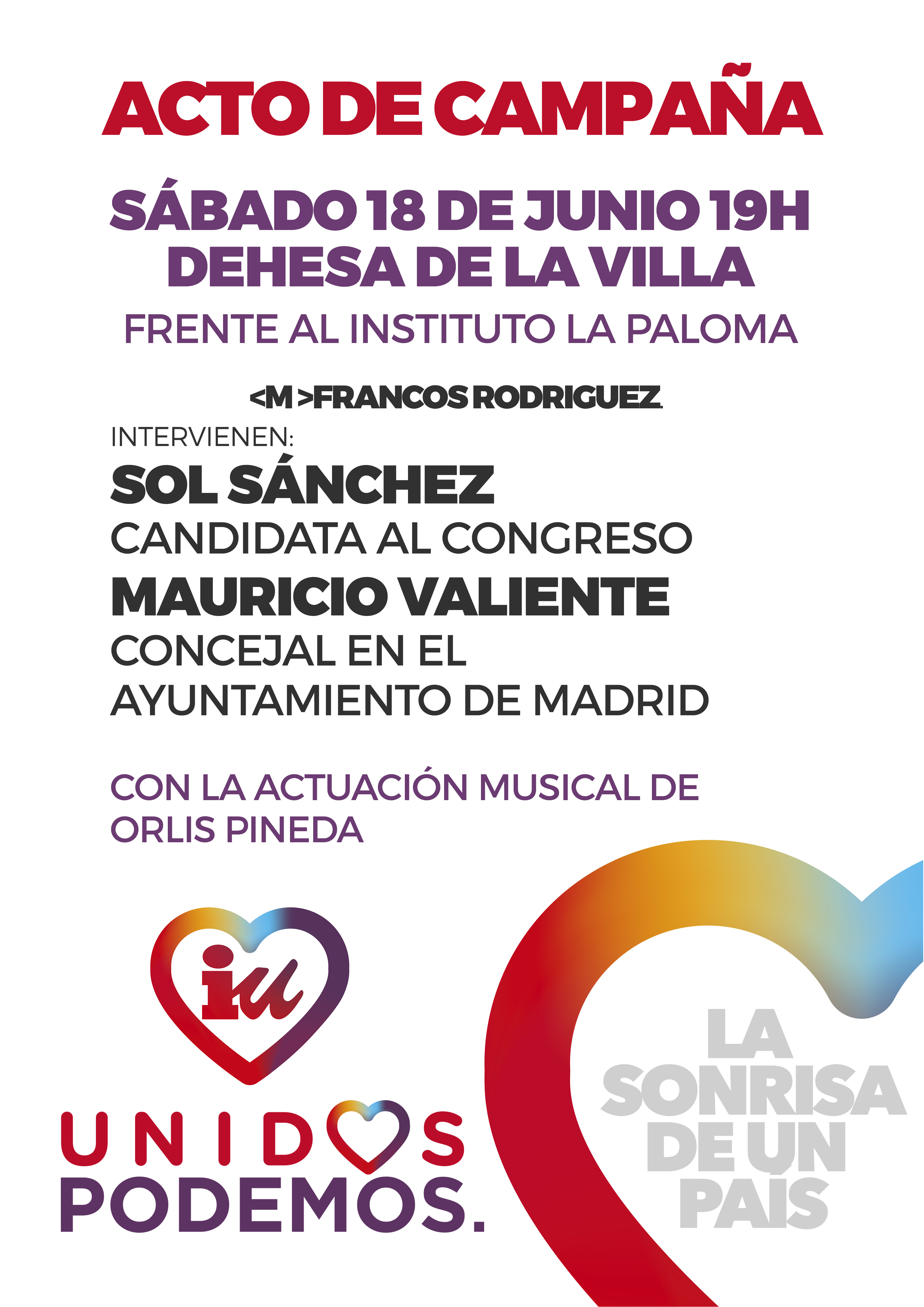 Acto de campaña de Unidos Podemos en La Dehesa de la Villa (18 de junio 19:00)