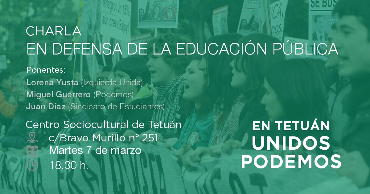 Acto en Tetuán por la Educación Pública (7 de marzo 18:30)