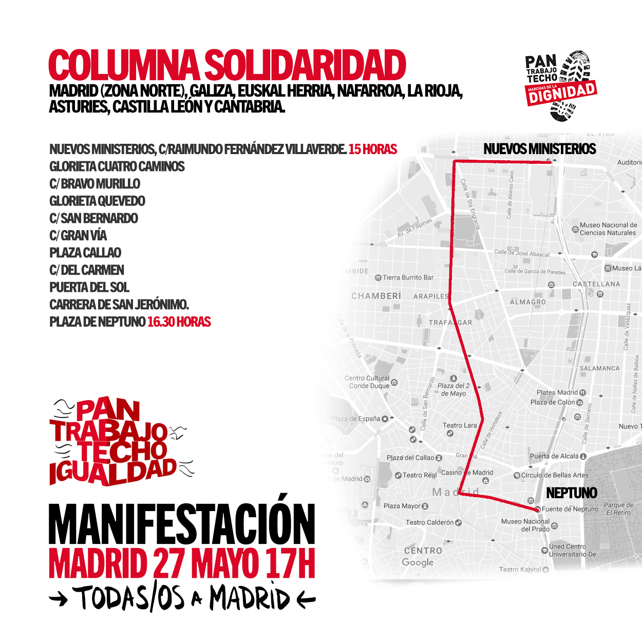 Las Marchas de la Dignidad vuelven a Madrid – Columna Solidaridad (sábado 27 de mayo desde las 15:00)